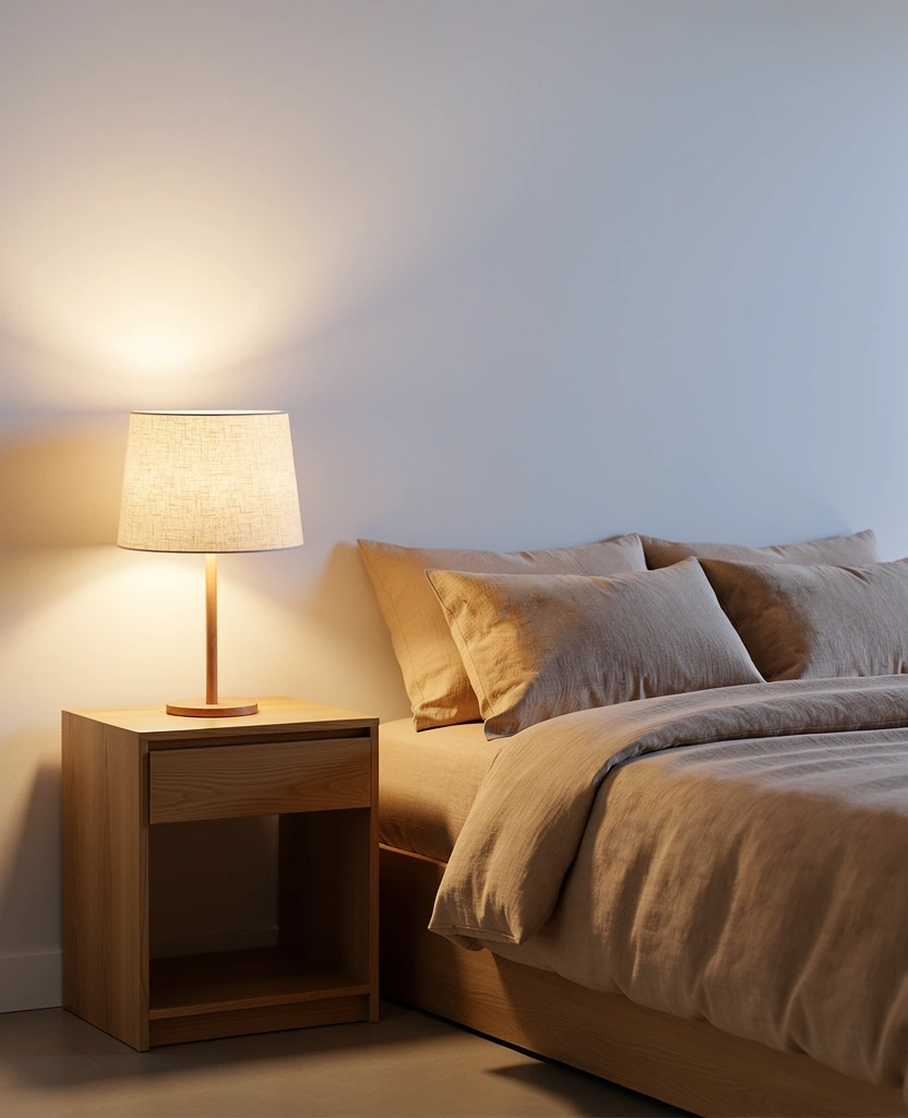 Ambiente de descanso minimalista con textiles naturales